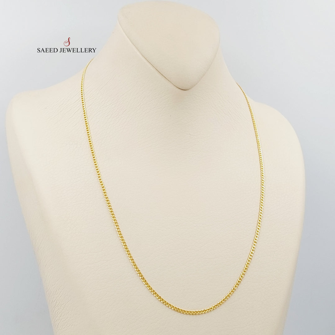 21K Gold 2mm Figaro Chain 50cm by Saeed Jewelry - Image 4