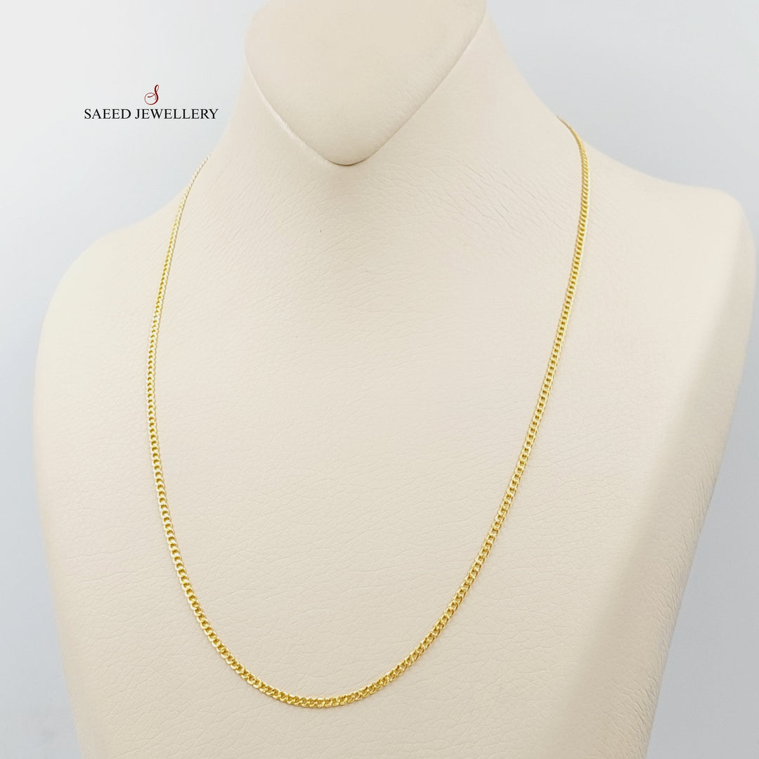 21K Gold 2mm Figaro Chain 50cm by Saeed Jewelry - Image 5