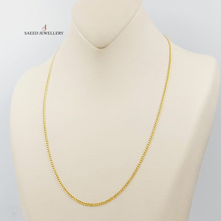 21K Gold 2mm Figaro Chain 50cm by Saeed Jewelry - Image 5