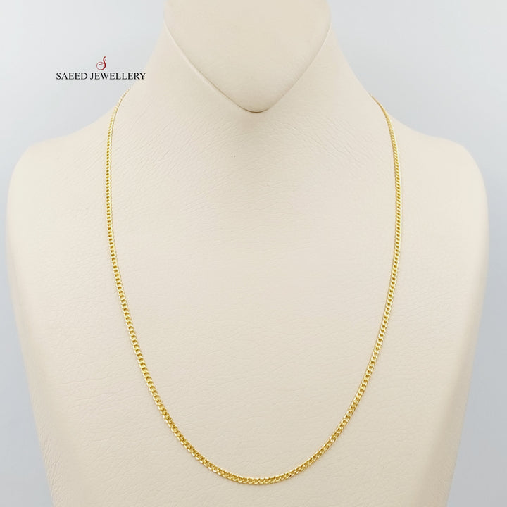 21K Gold 2mm Figaro Chain 50cm by Saeed Jewelry - Image 1