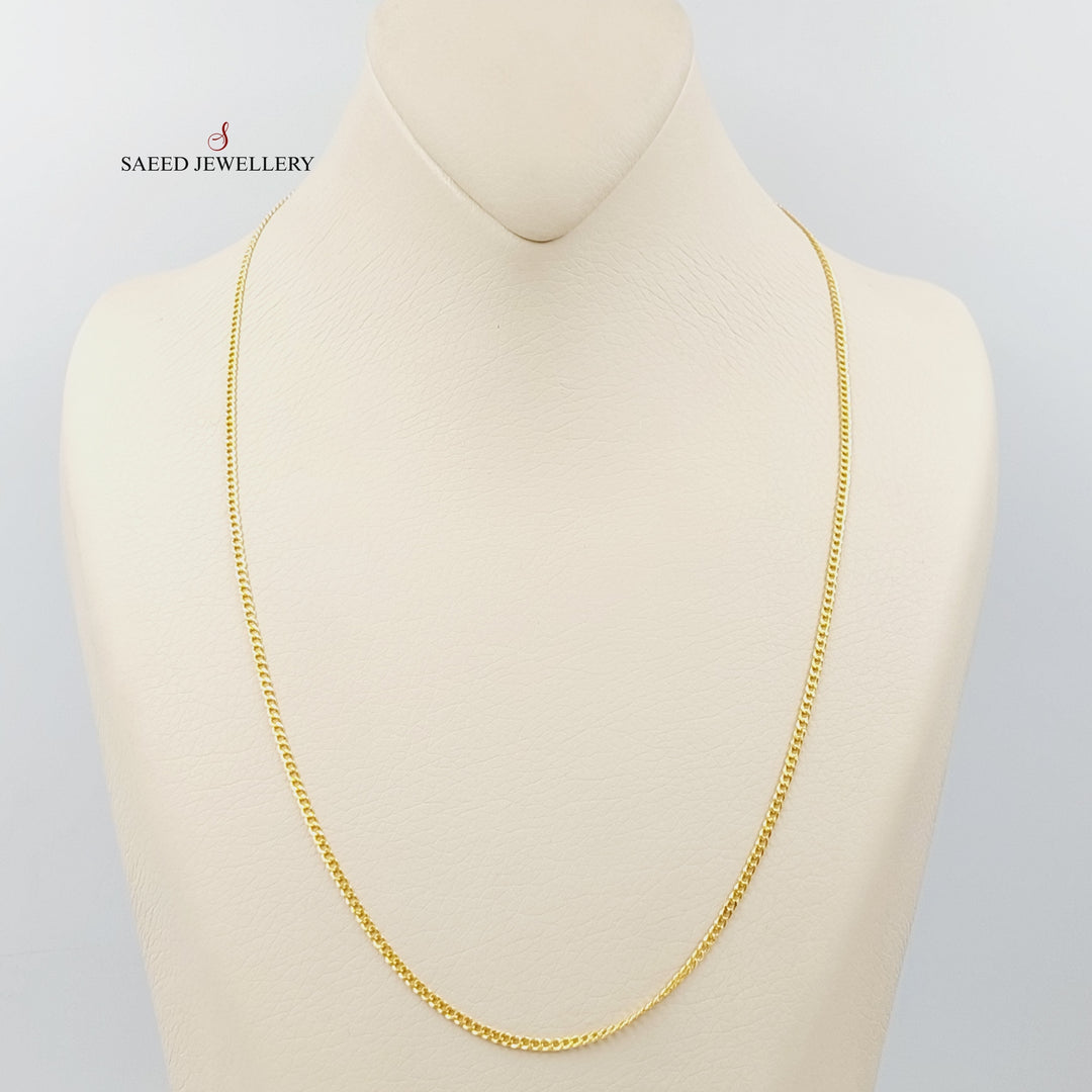 21K Gold 2mm Figaro Chain 55cm by Saeed Jewelry - Image 5