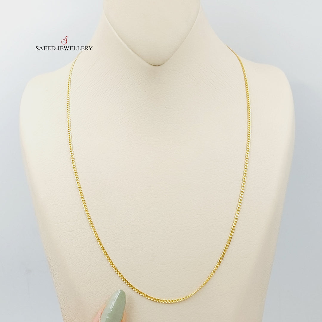 21K Gold 2mm Figaro Chain 55cm by Saeed Jewelry - Image 1