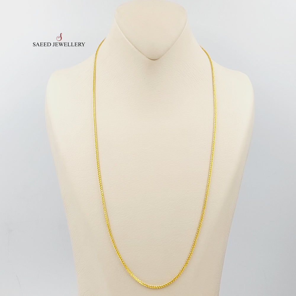 21K Gold 2mm Franco Chain by Saeed Jewelry - Image 2