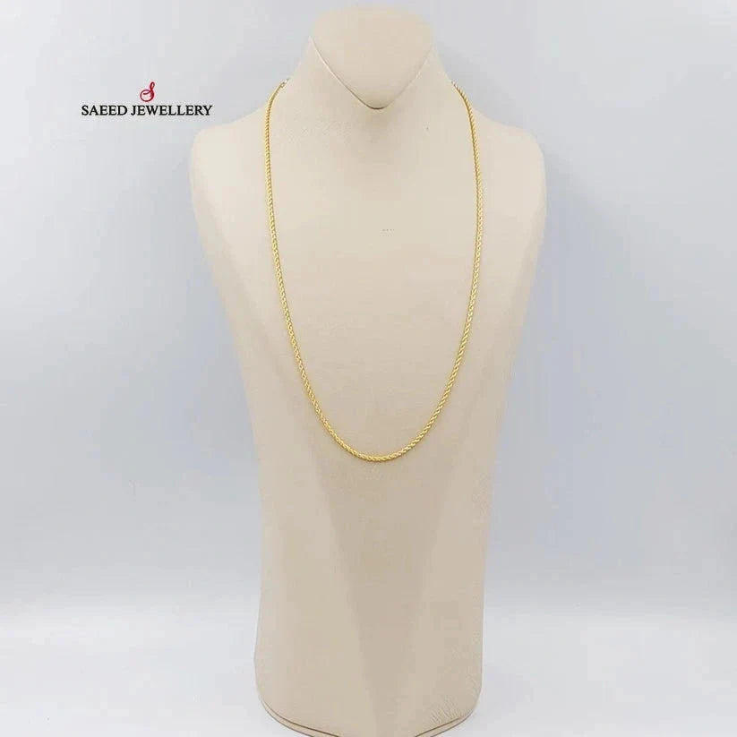 21K Gold 2mm Rope Chain 60cm by Saeed Jewelry - Image 1