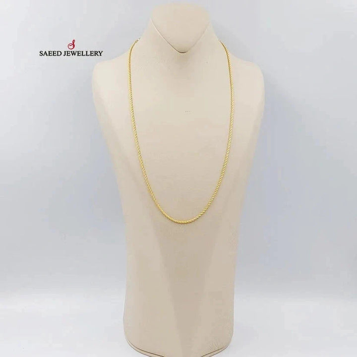 21K Gold 2mm Rope Chain 60cm by Saeed Jewelry - Image 3