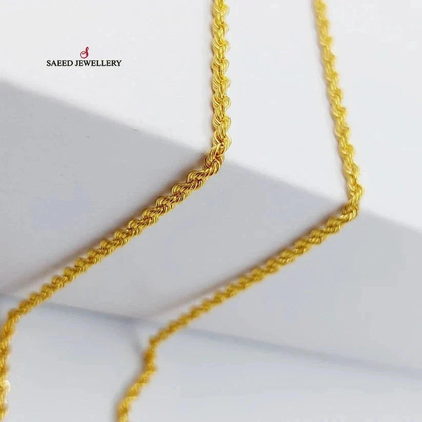 21K Gold 2mm Rope Chain 60cm by Saeed Jewelry - Image 5