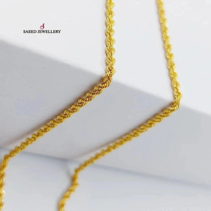 21K Gold 2mm Rope Chain 60cm by Saeed Jewelry - Image 5