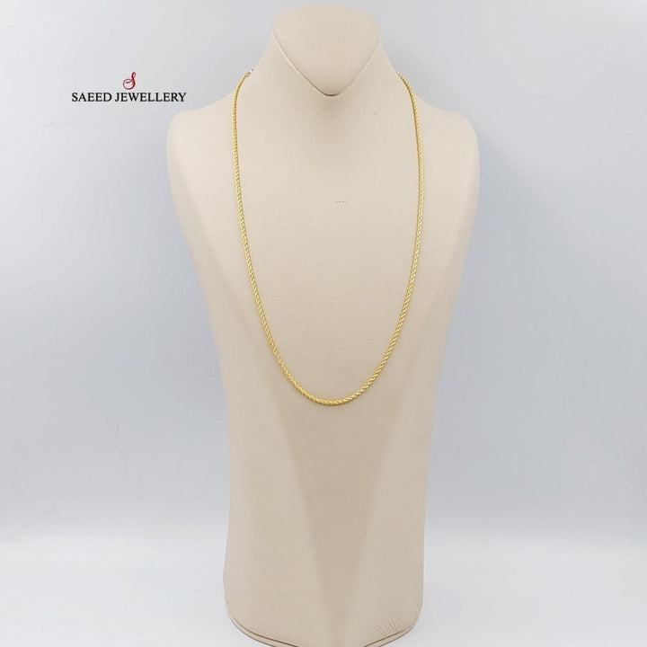 21K Gold 2mm Rope Chain 60cm by Saeed Jewelry - Image 3