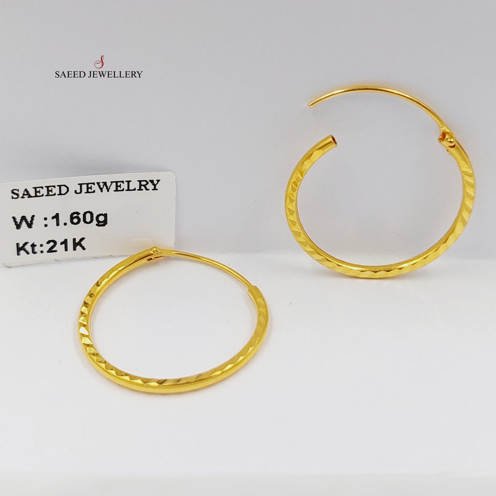 21K Gold Hoop Earrings by Saeed Jewelry - Image 2