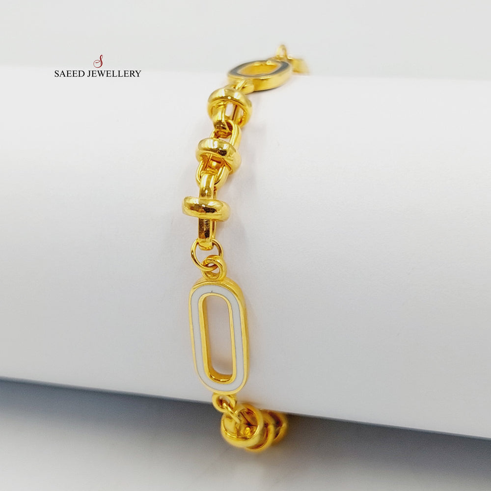 21K Gold Enameled Paperclip Bracelet by Saeed Jewelry - Image 2