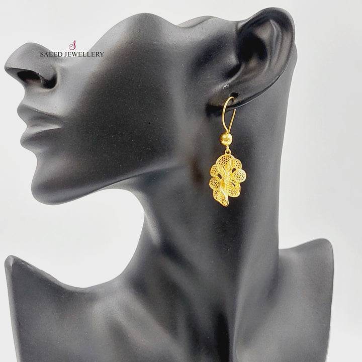 21K Gold Rose Earrings by Saeed Jewelry - Image 3