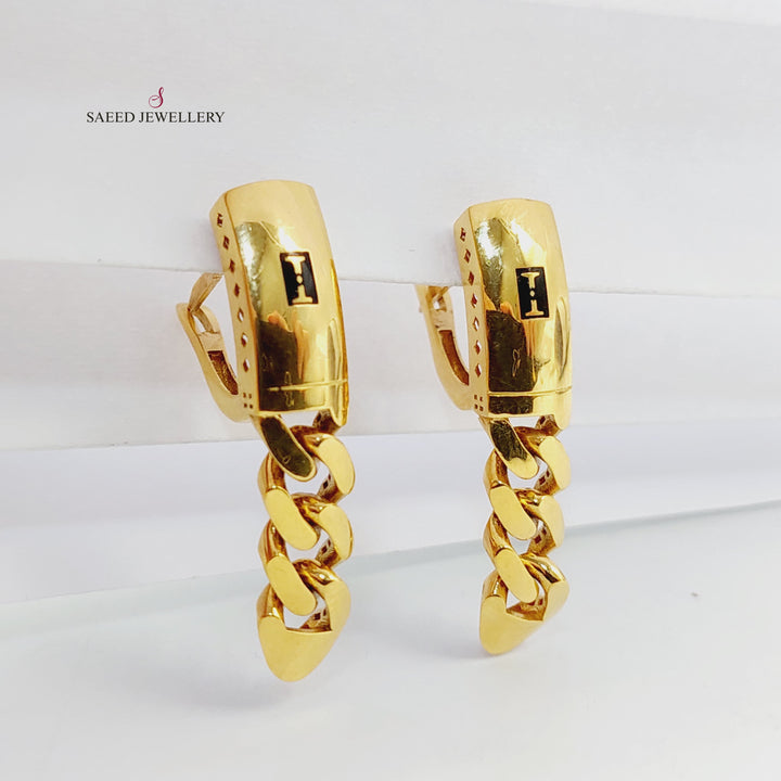 21K Gold Deluxe Cuban Links Earrings by Saeed Jewelry - Image 1