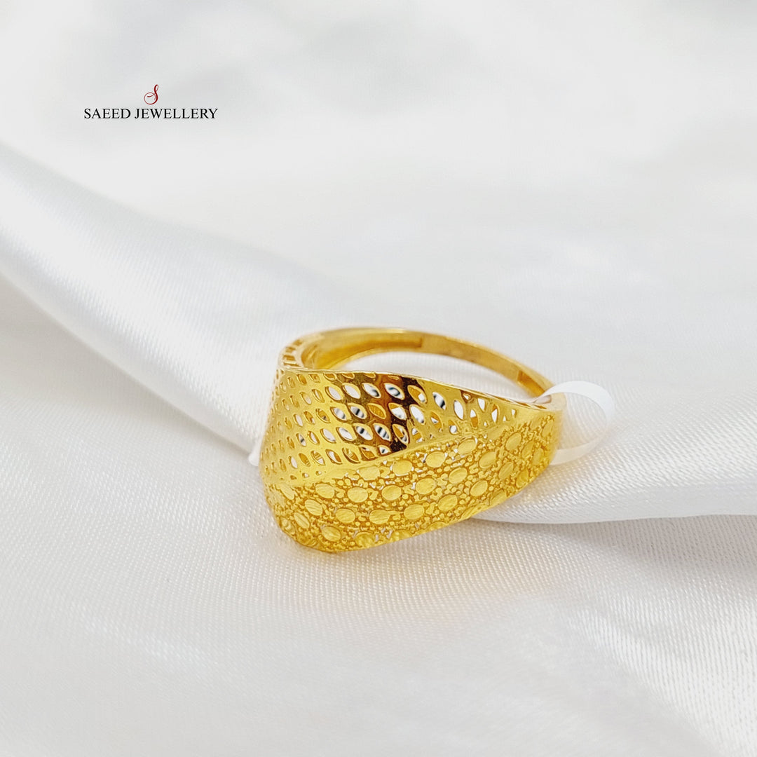 21K Gold Engraved Ring by Saeed Jewelry - Image 3