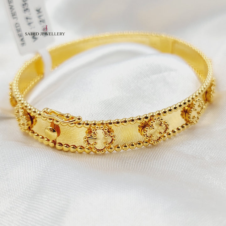 21K Gold Clover Bangle Bracelet by Saeed Jewelry - Image 3