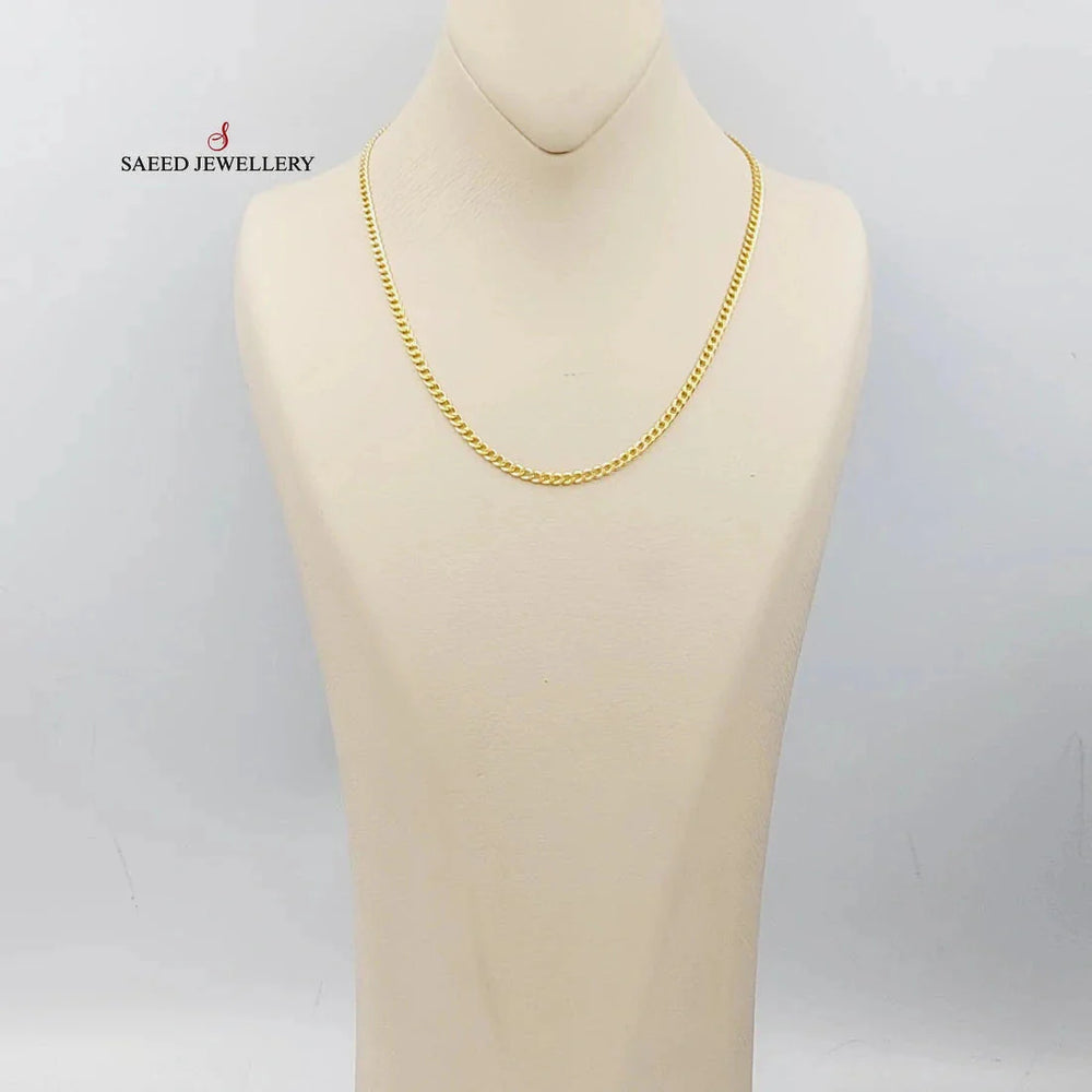 21K Gold 3.5mm Curb Chain 50cm by Saeed Jewelry - Image 2