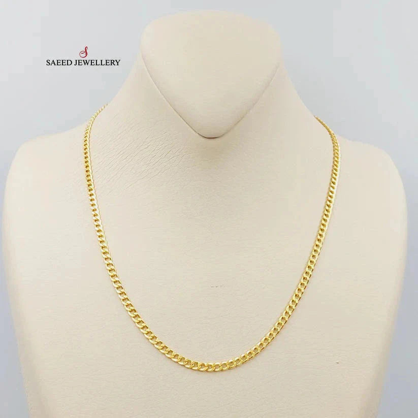 21K Gold 3.5mm Curb Chain 50cm by Saeed Jewelry - Image 3