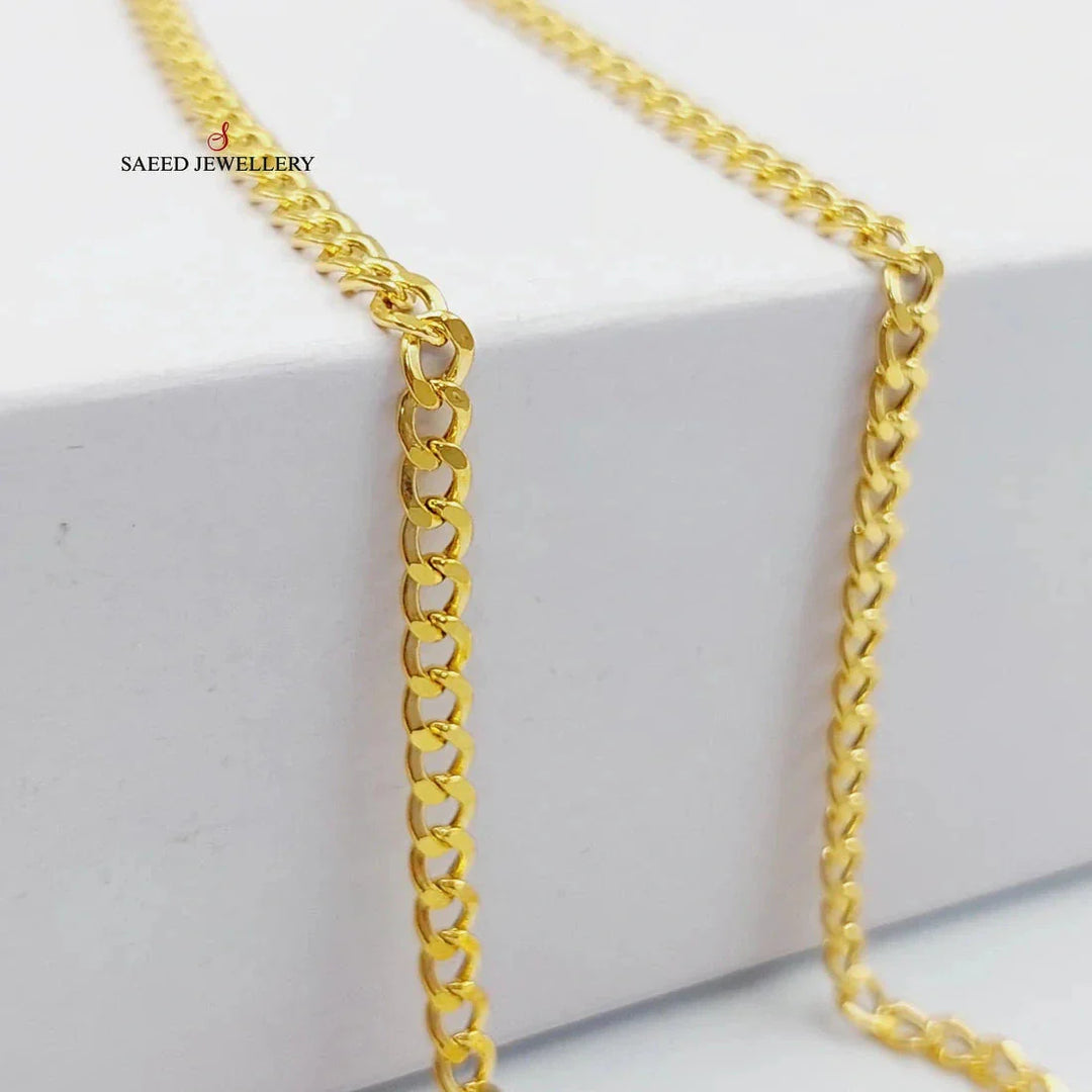 21K Gold 3.5mm Curb Chain 50cm by Saeed Jewelry - Image 1