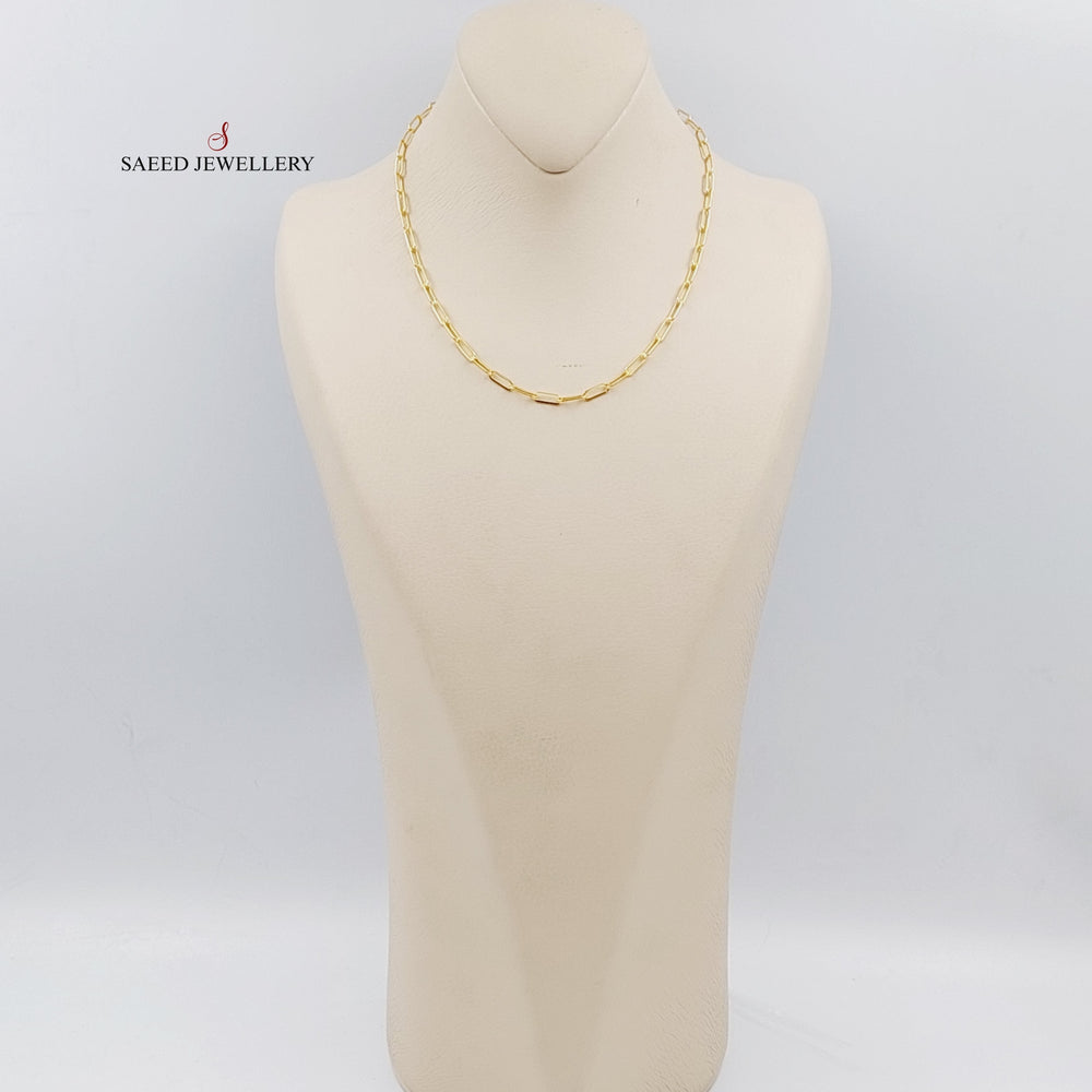 21K Gold 3.5mm Paperclip Chain 40cm by Saeed Jewelry - Image 2