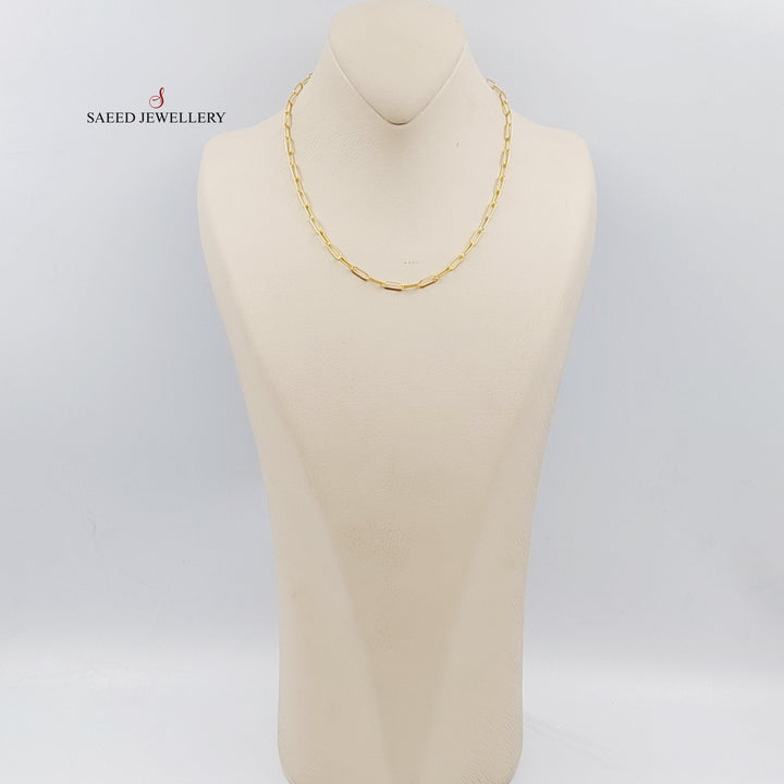 21K Gold 3.5mm Paperclip Chain 40cm by Saeed Jewelry - Image 2