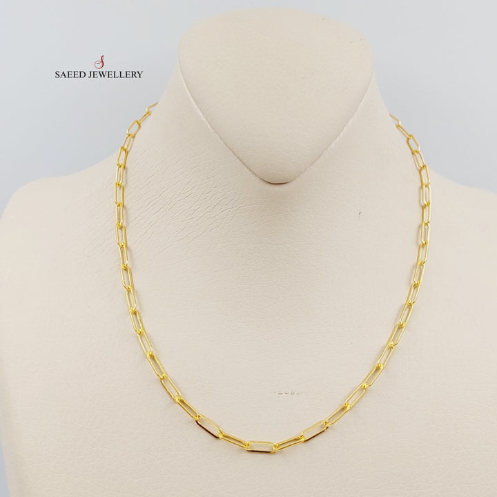 21K Gold 3.5mm Paperclip Chain 40cm by Saeed Jewelry - Image 3