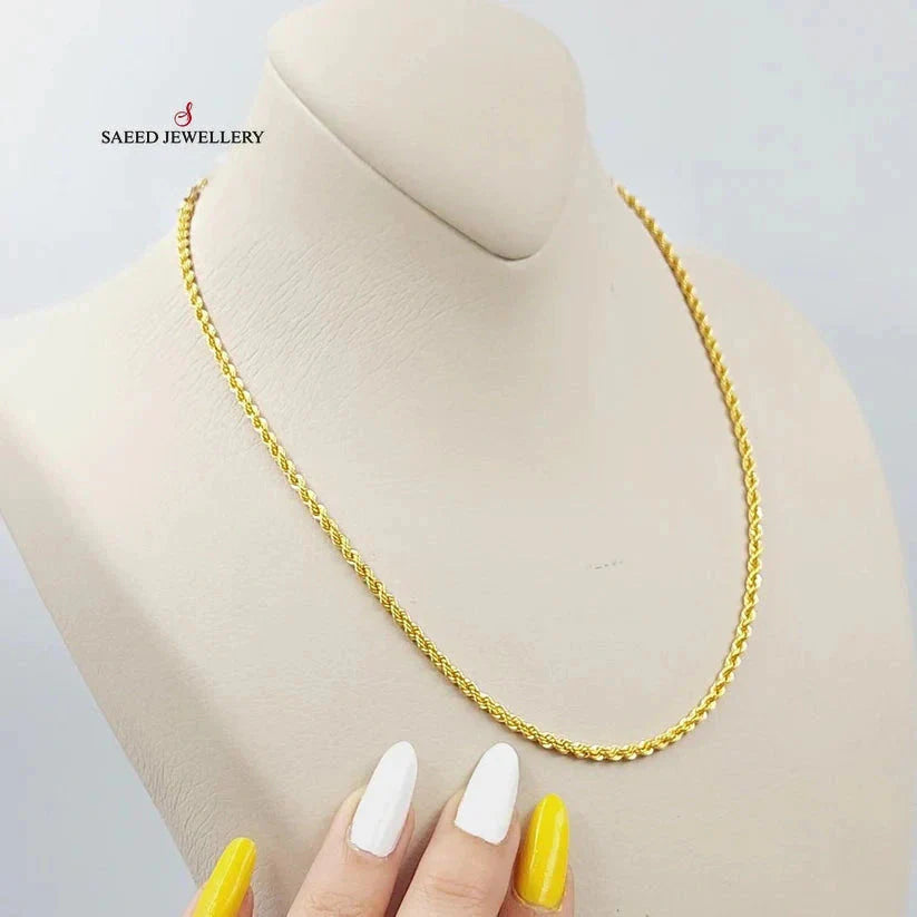 (3.5mm) Rope Chain 45cm Made Of 21K Yellow Gold by Saeed Jewelry-29092