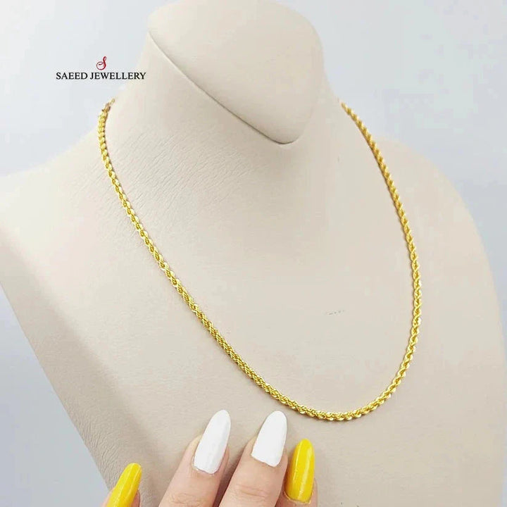 (3.5mm) Rope Chain 45cm Made Of 21K Yellow Gold by Saeed Jewelry-29092