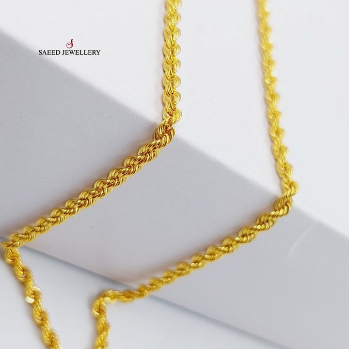 21K Gold 3.5mm Rope Chain 50cm by Saeed Jewelry - Image 1