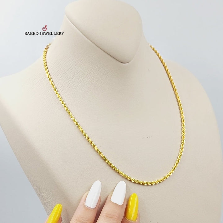 21K Gold 3.5mm Rope Chain 50cm by Saeed Jewelry - Image 3