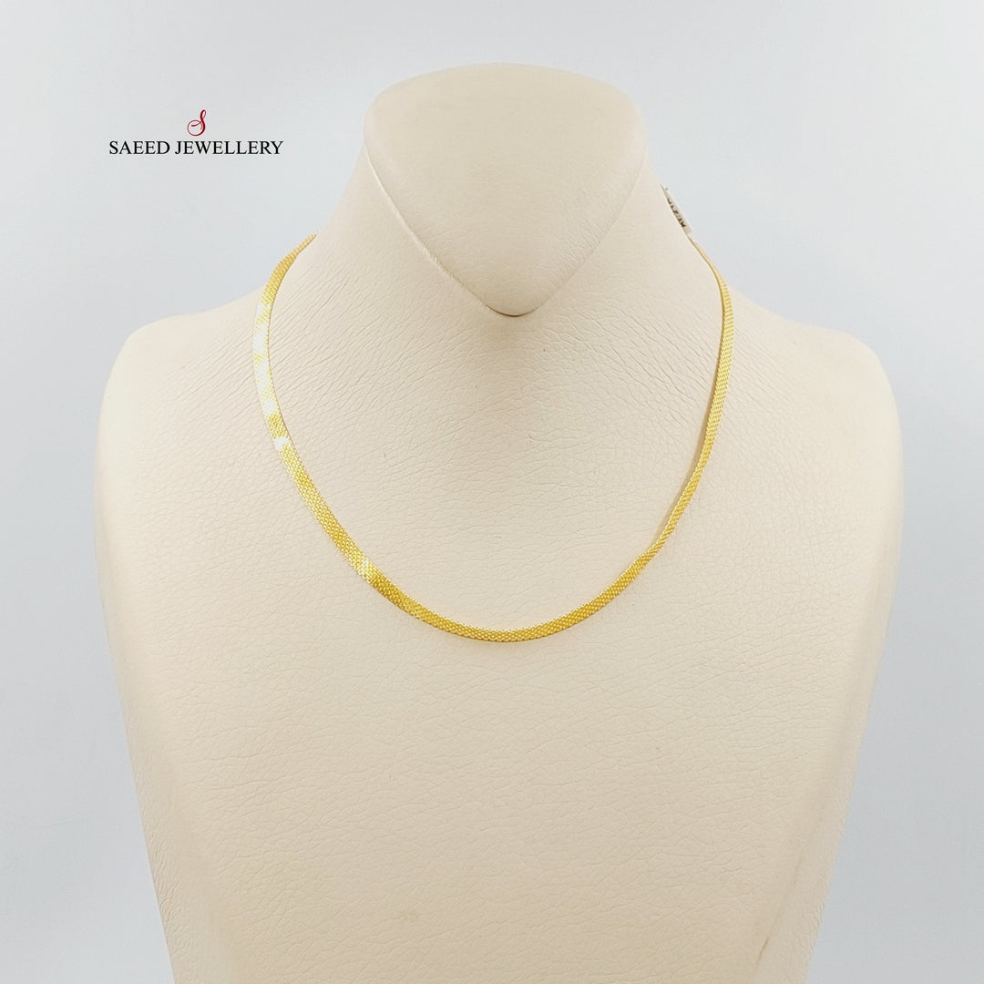 21K Gold 3.5mm Flat Chain 40cm | 15.7" by Saeed Jewelry - Image 1