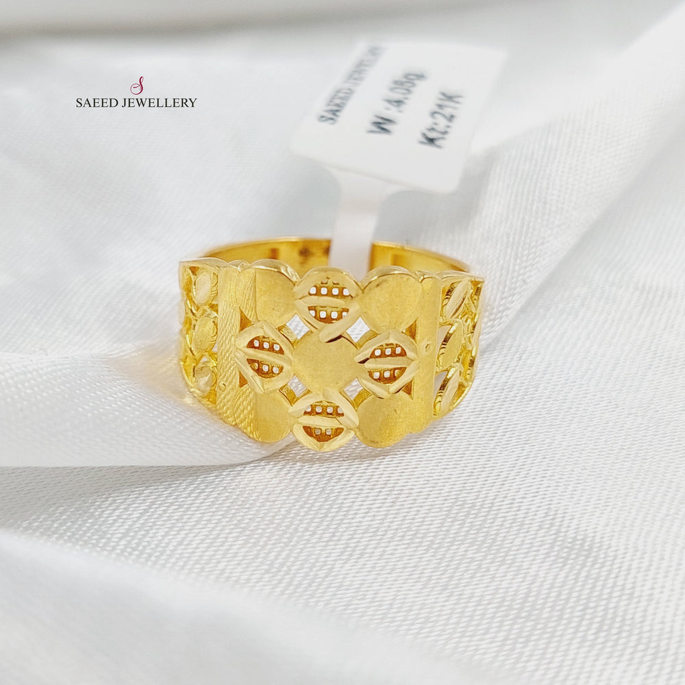 21K Gold Engraved Ring by Saeed Jewelry - Image 2