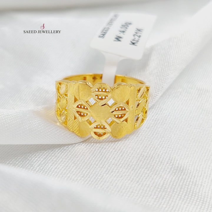 21K Gold Engraved Ring by Saeed Jewelry - Image 2