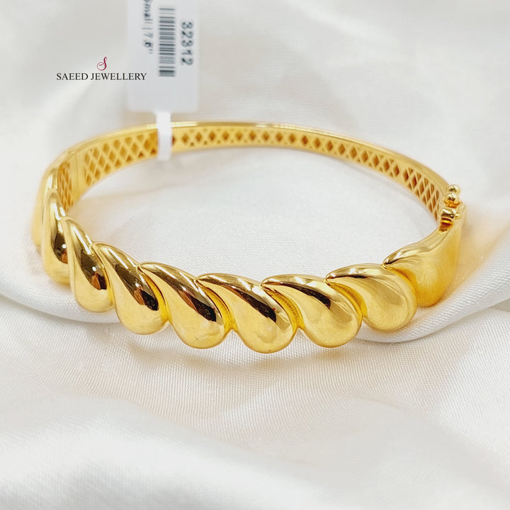 21K Gold Deluxe Almond Bangle Bracelet by Saeed Jewelry - Image 2