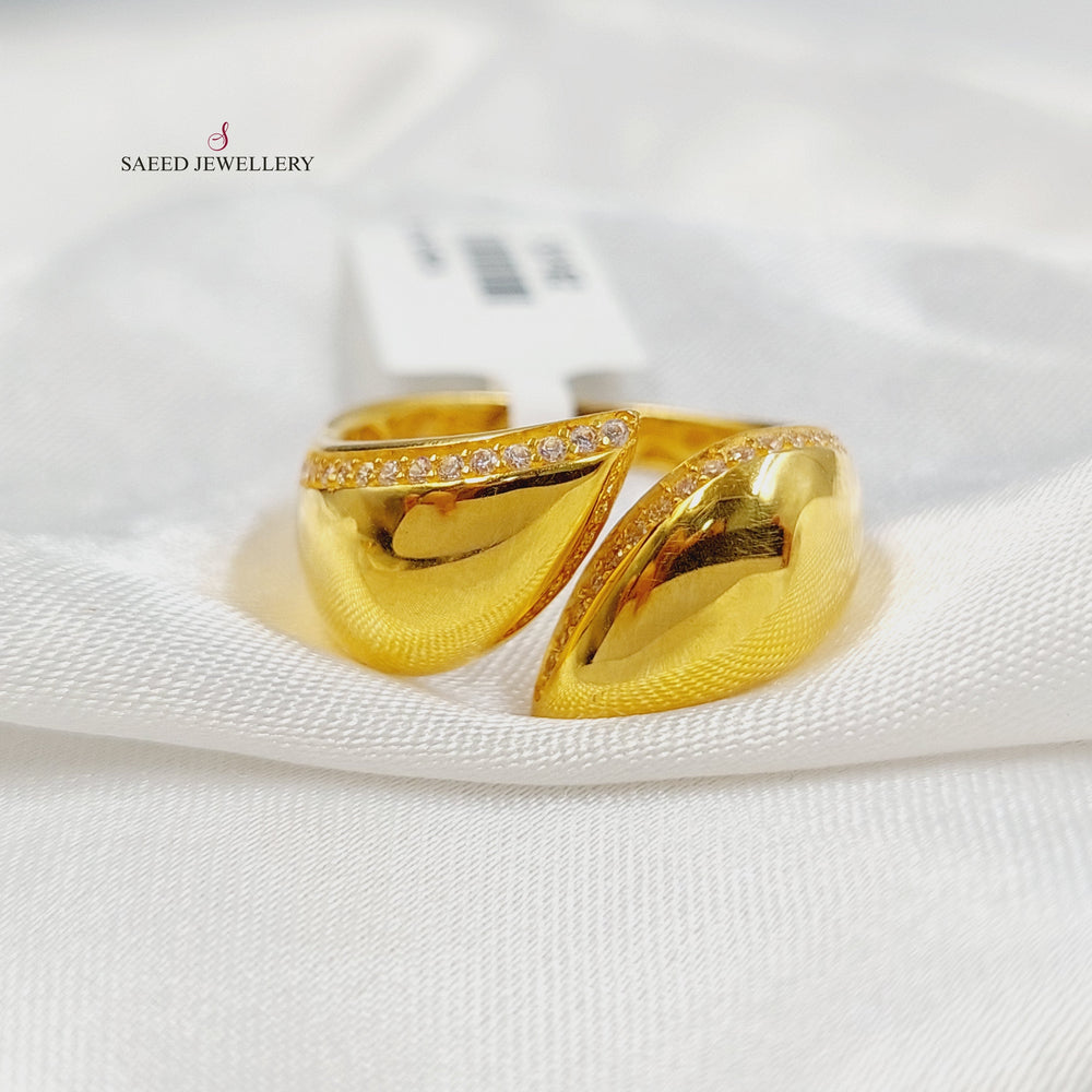 21K Gold Zircon Studded Tears Ring by Saeed Jewelry - Image 2