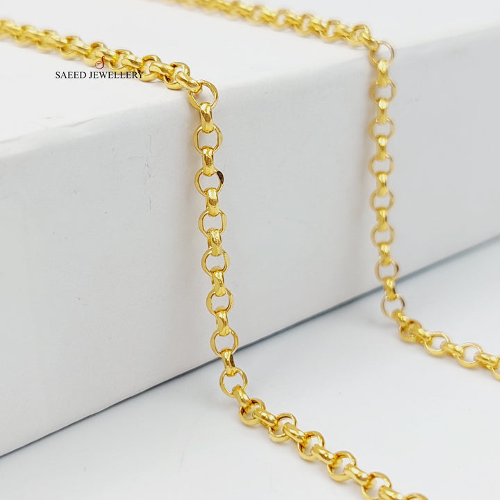 (3mm) Cable Link Chain 45cm Made Of 21K Yellow Gold by Saeed Jewelry-28601