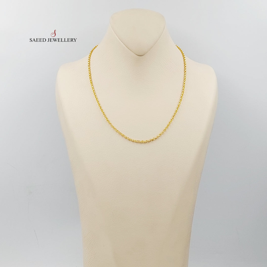 (3mm) Cable Link Chain 45cm Made Of 21K Yellow Gold by Saeed Jewelry-28601