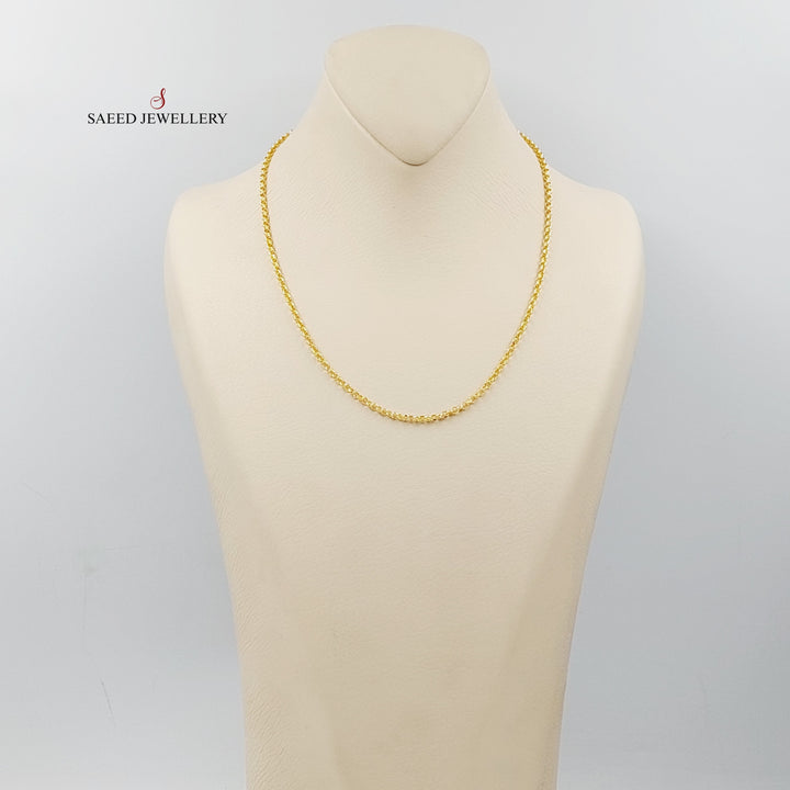 (3mm) Cable Link Chain 45cm Made Of 21K Yellow Gold by Saeed Jewelry-28601