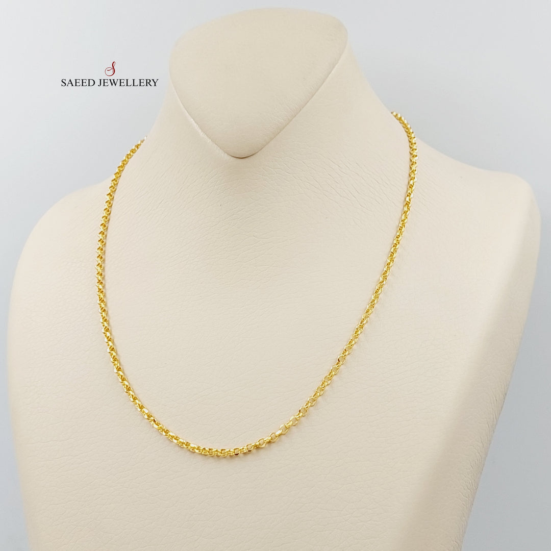 (3mm) Cable Link Chain 45cm Made Of 21K Yellow Gold by Saeed Jewelry-28601