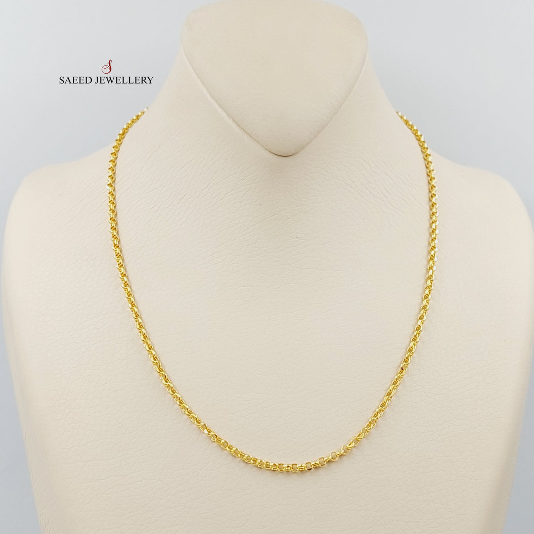 21K Gold 3mm Cable Link Chain 45cm by Saeed Jewelry - Image 1