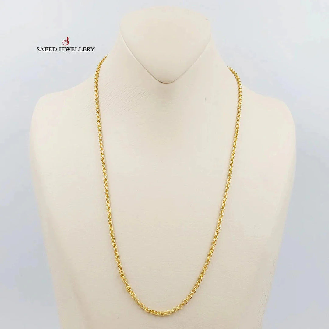 (3mm) Cable Link Chain 50cm Made Of 21K Yellow Gold by Saeed Jewelry-28636