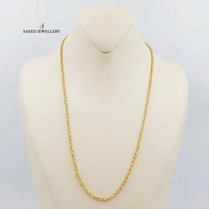 (3mm) Cable Link Chain 50cm Made Of 21K Yellow Gold by Saeed Jewelry-28636