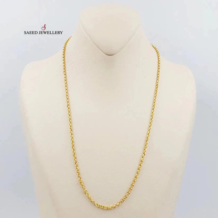 21K Gold 3mm Cable Link Chain 50cm by Saeed Jewelry - Image 7