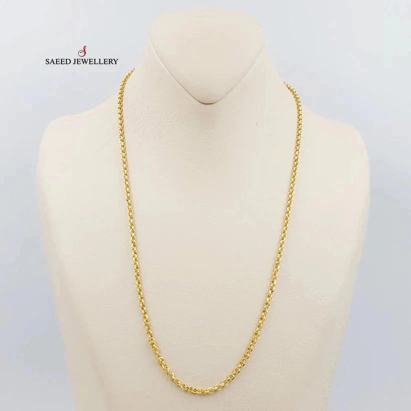 21K Gold 3mm Cable Link Chain 50cm by Saeed Jewelry - Image 6