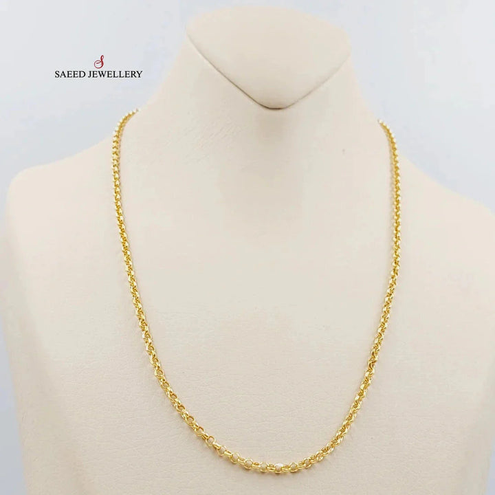 21K Gold 3mm Cable Link Chain 50cm by Saeed Jewelry - Image 1