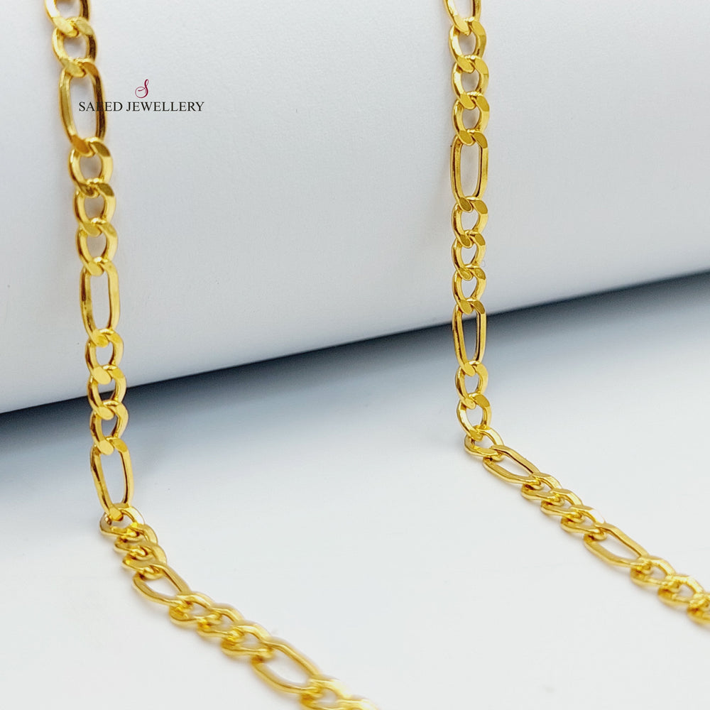 21K Gold 3mm Figaro Chain by Saeed Jewelry - Image 2