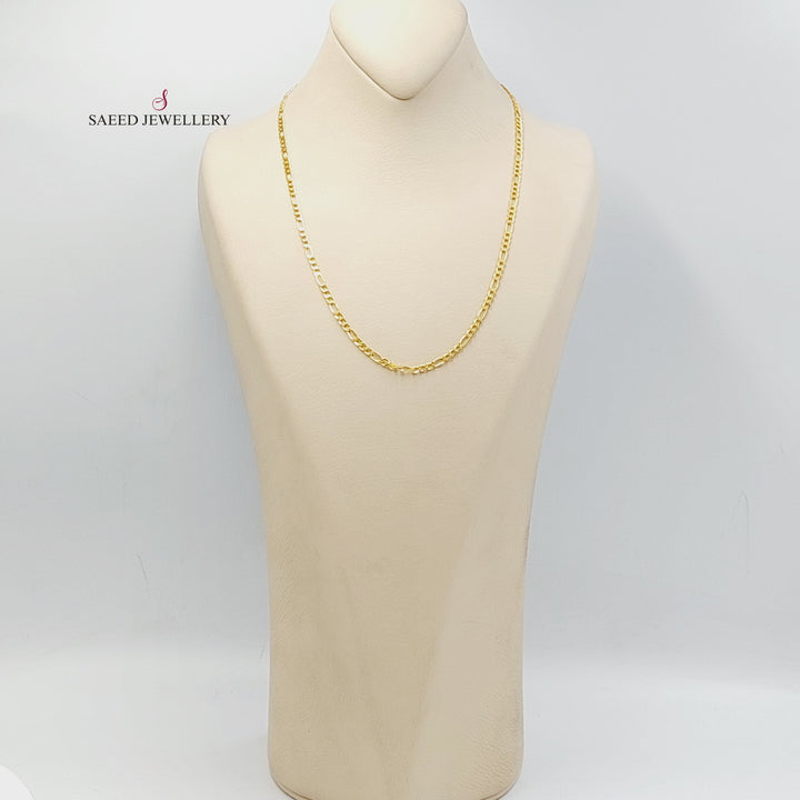 21K Gold 3mm Figaro Chain by Saeed Jewelry - Image 4