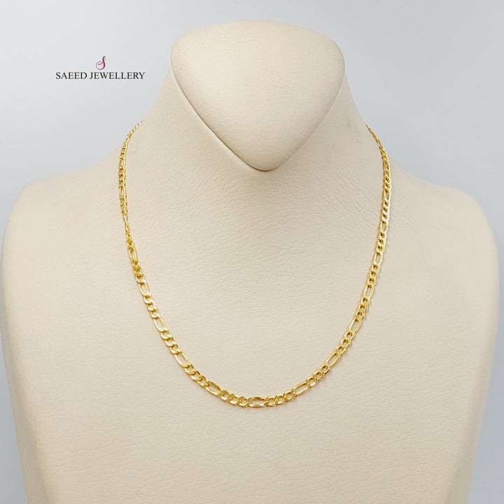 (3mm) Figaro Chain Made of 21K Yellow Gold by Saeed Jewelry-30902