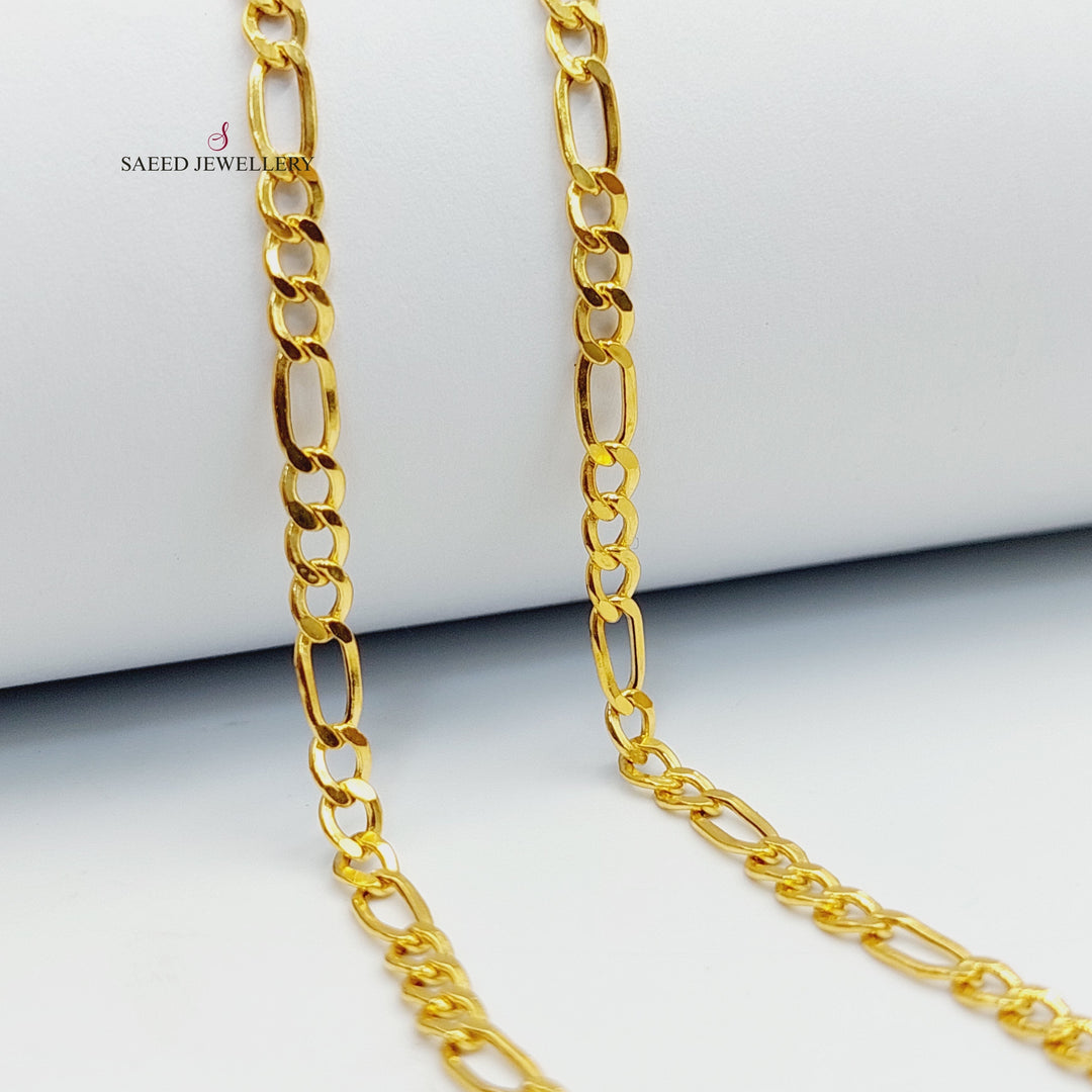 21K Gold 3mm Figaro Chain by Saeed Jewelry - Image 1