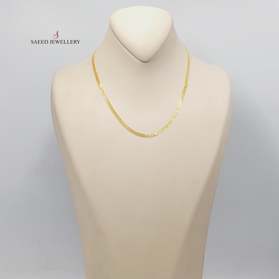 21K Gold 3mm Flat Chain by Saeed Jewelry - Image 2