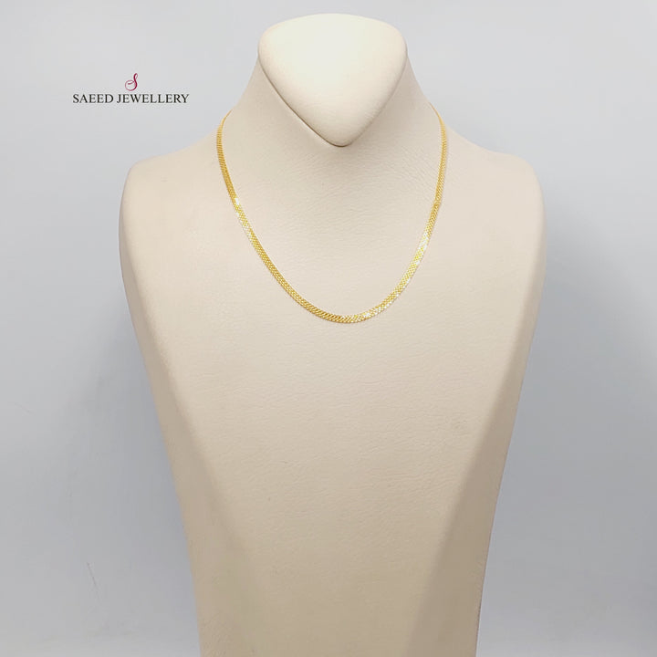 21K Gold 3mm Flat Chain by Saeed Jewelry - Image 2