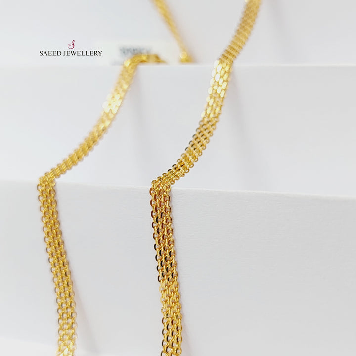 21K Gold 3mm Flat Chain by Saeed Jewelry - Image 3